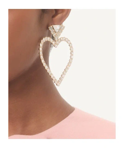 Valentino Embellished Coeur Royal Earrings In Gold