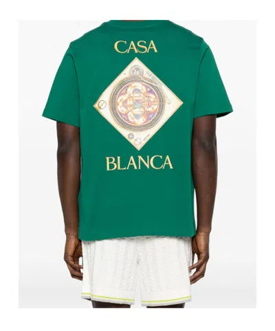 Casablanca Musique Ornate Ceiling Crewneck Short Sleeve Tshirt In Green
