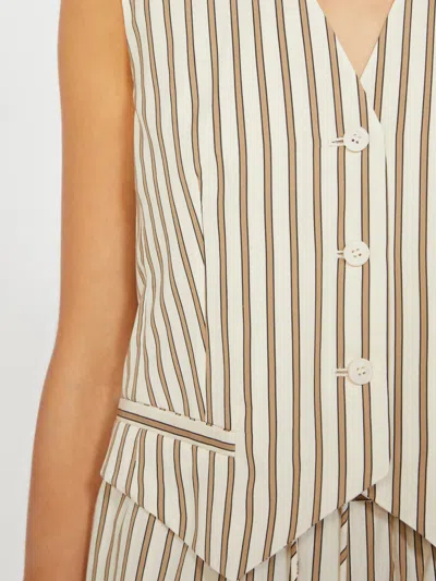 Max Mara Maxmara Mxmfauno Striped Cotton And Silk Canvas Waistcoat In Brown