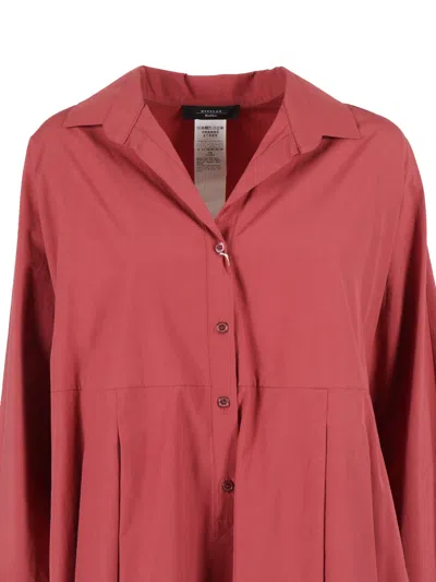 Weekend Max Mara Collared Long-sleeved Dress In Red
