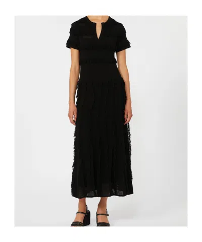Max Mara Sleeveless Geometric-print Jersey Midi Dress In Black