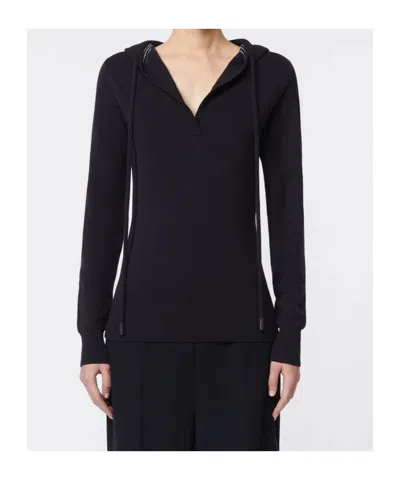 Max Mara Hooded Pullover In Black