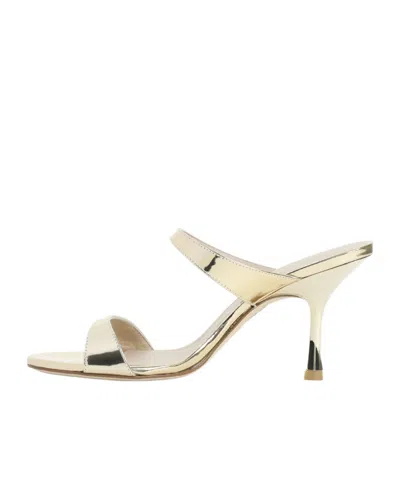 Stuart Weitzman Nudist Metallic Dual-band Slide Sandals In Gold