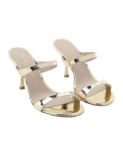 Stuart Weitzman Nudist Metallic Dual-band Slide Sandals In Gold