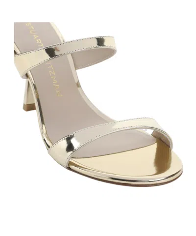 Stuart Weitzman Nudist Metallic Dual-band Slide Sandals In Gold