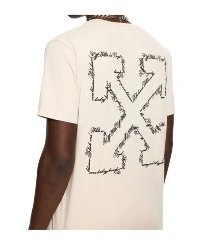 Off-white Script Logo Print T-shirt In Neutral