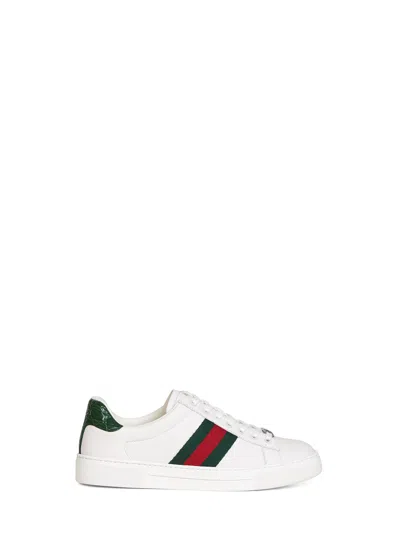 Gucci White Calf Leather Bos Taurus Low Top Sneakers