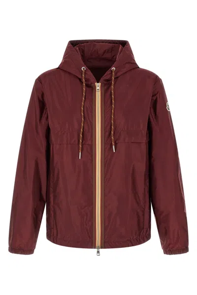 Moncler Hooded Jacket With Adjustable Hood For Men In Burgundy