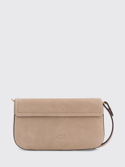Pinko Medium Saddle Flat Shoulder Bag In Brown