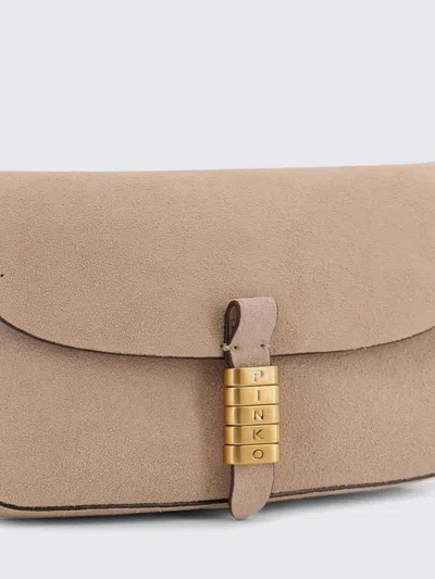 Pinko Medium Saddle Flat Shoulder Bag In Brown