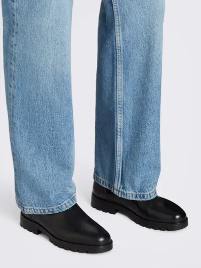 Santoni Elastic-panel Leather Boots In Black