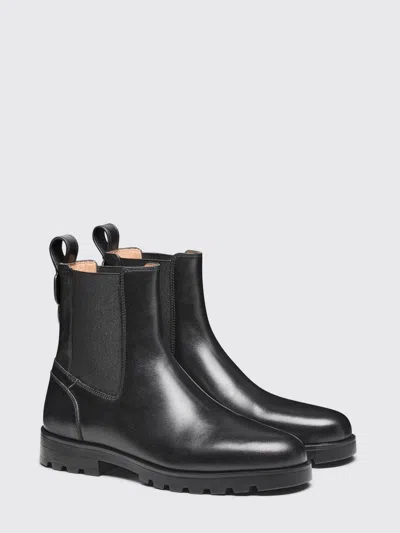 Santoni Elastic-panel Leather Boots In Black