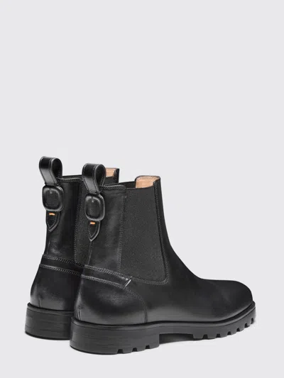Santoni Elastic-panel Leather Boots In Black