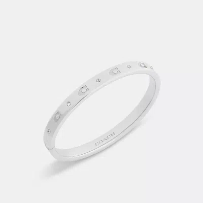 Coach Repeated C Hinged Bangle In Metallic