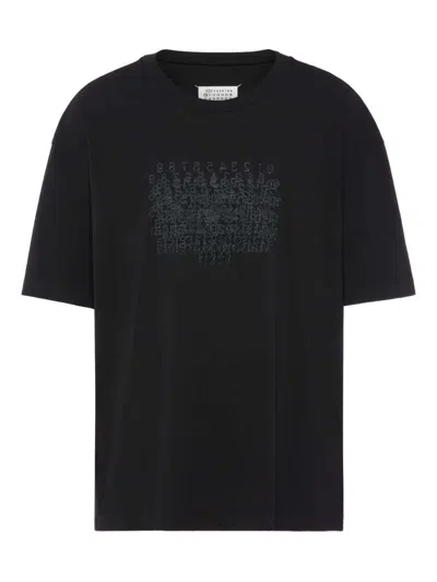 Maison Margiela Classic Black T-shirt With Round Neckline And Short Sleeves In Black