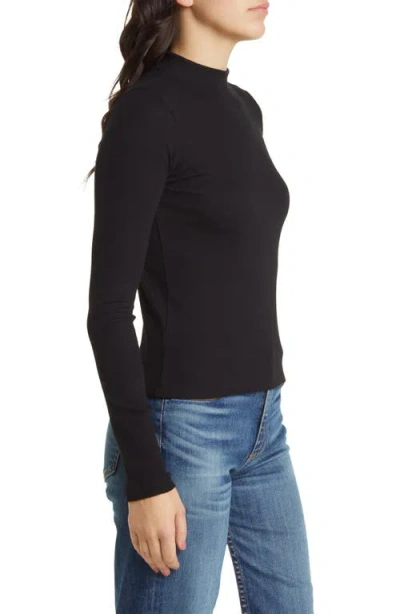 Askk Ny Mock Neck Long Sleeve Pullover In Black