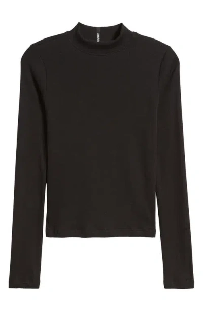 Askk Ny Mock Neck Long Sleeve Pullover In Black