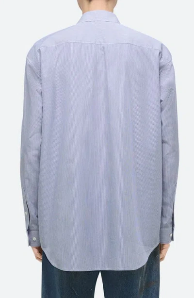 Helmut Lang Oversize Microstripe Button-up Shirt In Blue