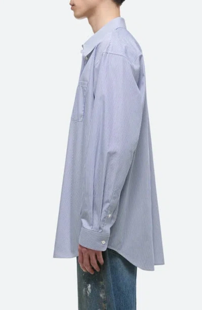 Helmut Lang Oversize Microstripe Button-up Shirt In Blue