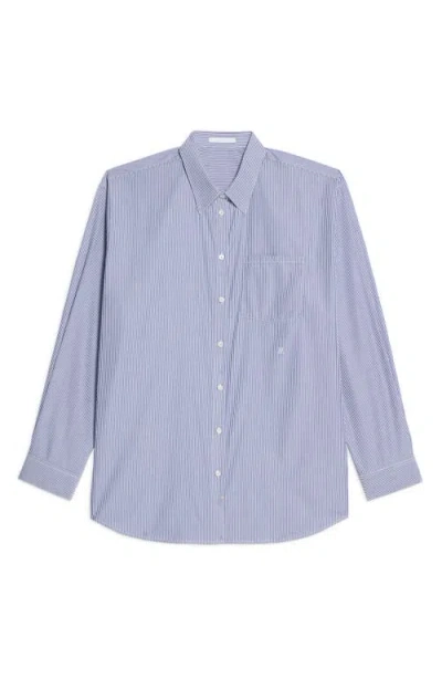 Helmut Lang Oversize Microstripe Button-up Shirt In Blue