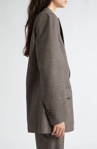 Stella Mccartney Microhoundstooth Check Oversize Wool Blazer