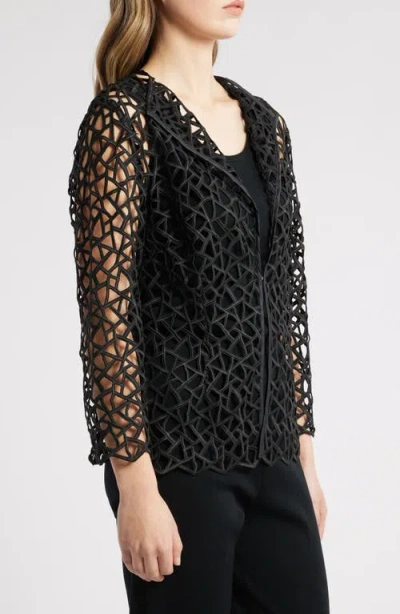 Ming Wang Geometric Cutout Jacket In Black