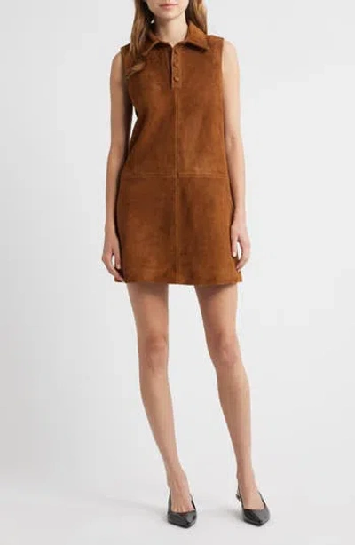 Frame The Suede City Shift Mini Dress In Brown