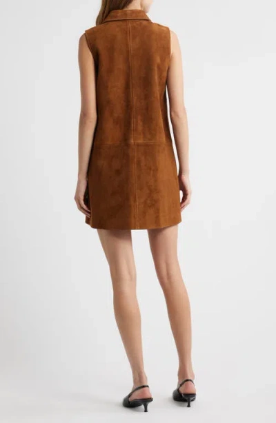 Frame The Suede City Shift Mini Dress In Brown