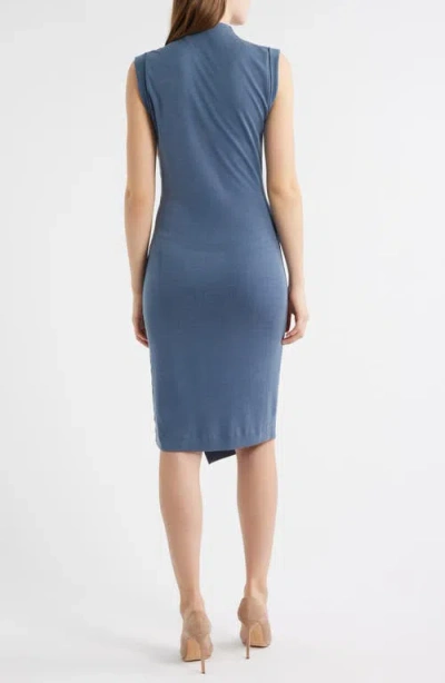 Hugo Boss Wrap-front Dress With Gathered Details In Blue