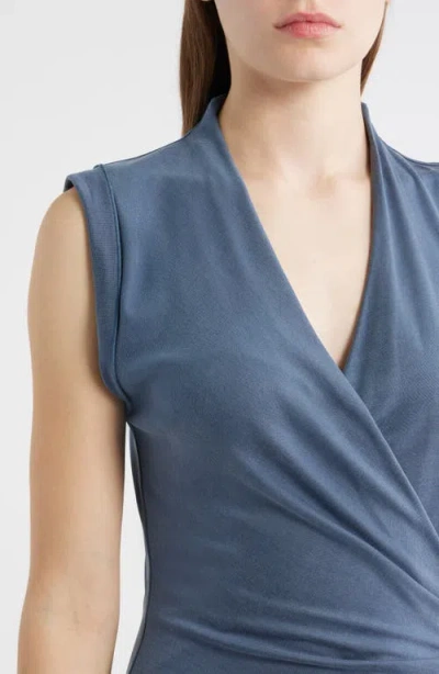 Hugo Boss Wrap-front Dress With Gathered Details In Blue