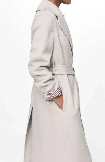 Mango Wool Blend Wrap Coat In White