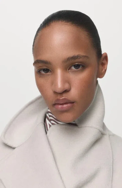 Mango Wool Blend Wrap Coat In White