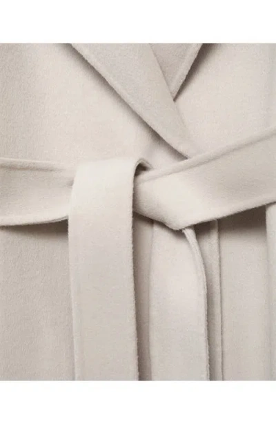 Mango Wool Blend Wrap Coat In White