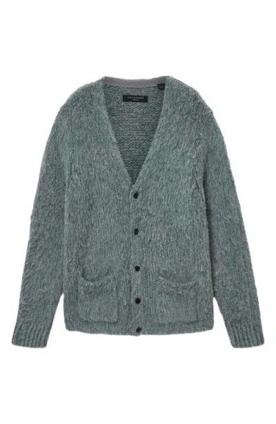 Allsaints Mens Nordic Green Tobie V-neck Wool-blend Cardigan In Gray