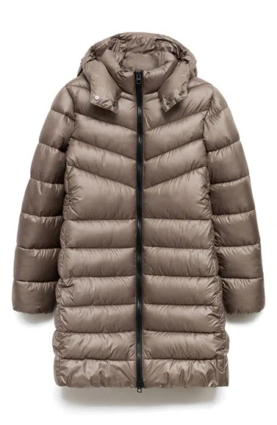 Mango Quilted Puffer Coat In Brown