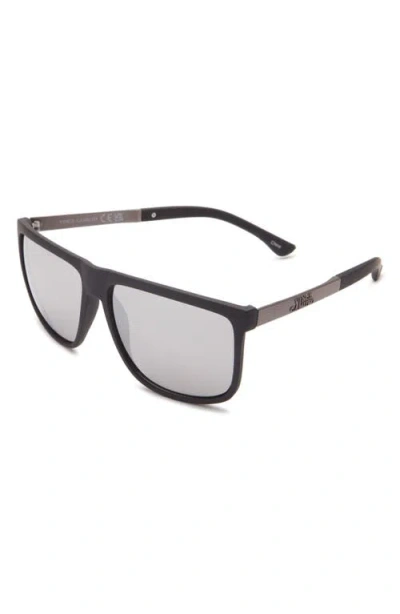 Vince Camuto Rubberised Rectangular Sunglasses In Black