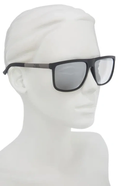 Vince Camuto Rubberised Rectangular Sunglasses In Black