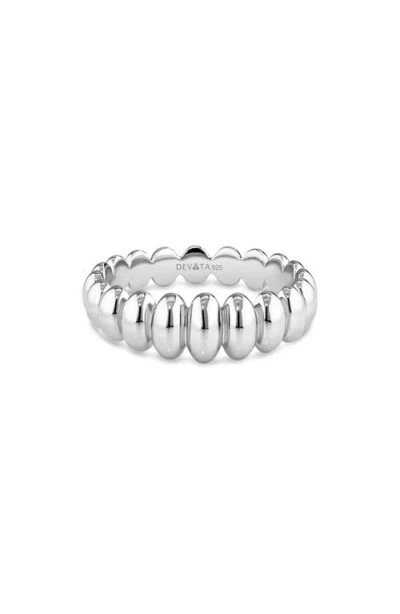 Devata Puffy Ribbed Band Ring In Silver