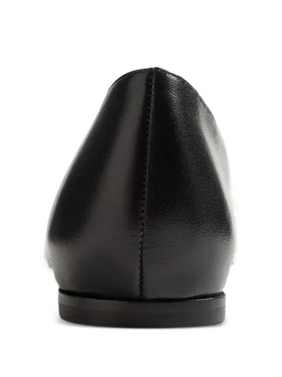 Valentino Garavani Black V Logo Signature Ballerina Flats In Nappa Leather In Multi