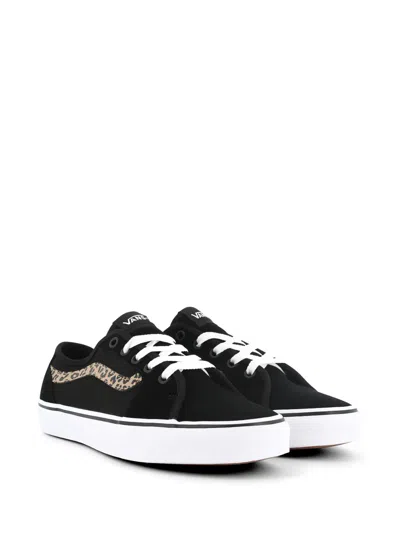 Vans Knu Skool Leopard Panel Sneakers In Black