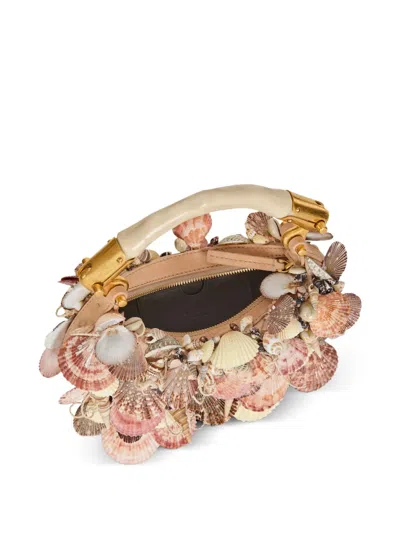 Balmain Ebene Mini Bag With Embroidered Shells In Multi