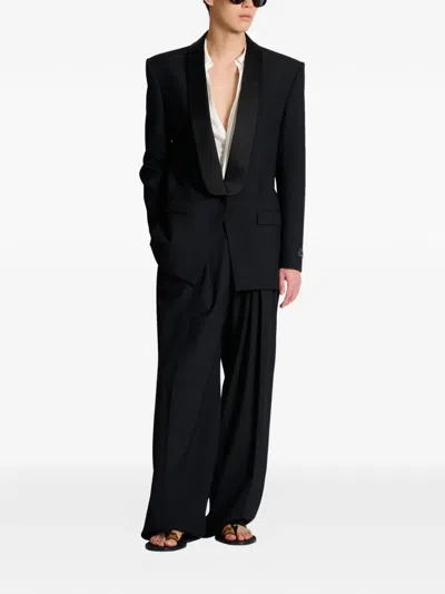 Balmain Single-breasted Shawl-lapel Blazer In Blue