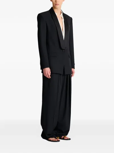 Balmain Single-breasted Shawl-lapel Blazer In Blue