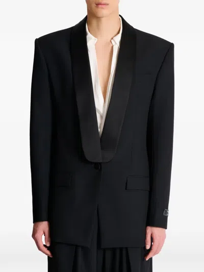 Balmain Single-breasted Shawl-lapel Blazer In Blue