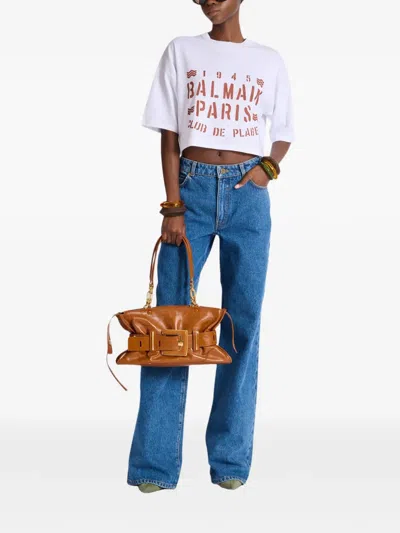 Balmain Plage Print T-shirt In White