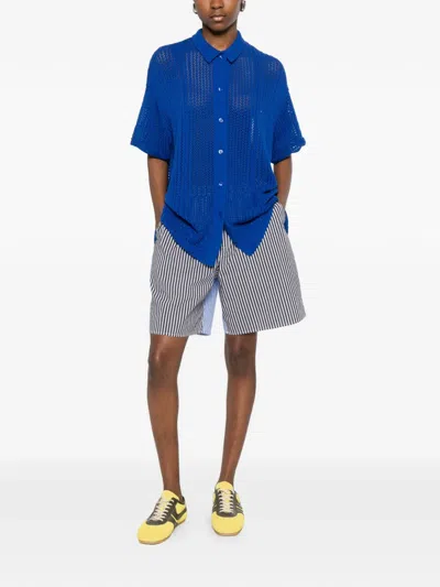 Bompard Open-work Buttoned Shirt In Blue