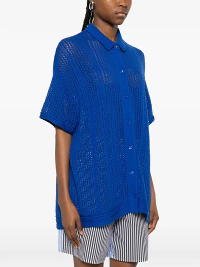 Bompard Open-work Buttoned Shirt In Blue