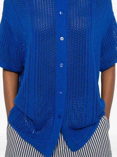 Bompard Open-work Buttoned Shirt In Blue