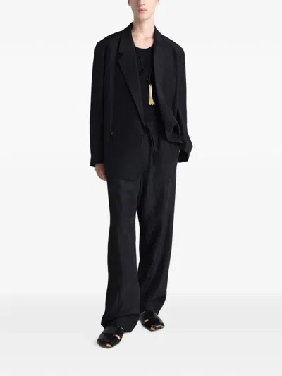 Lemaire Double-breasted Coat In Blue