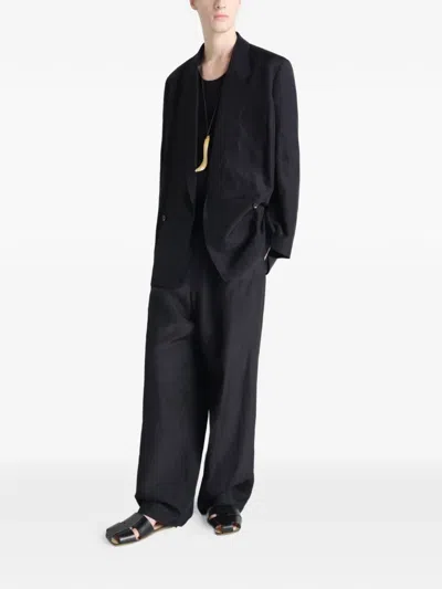 Lemaire Double-breasted Coat In Blue